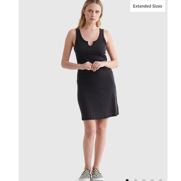 🆕 Lucky Brand Scallop Notch Midi Dress in Jet Black | Womans Small - Picture 7 of 7